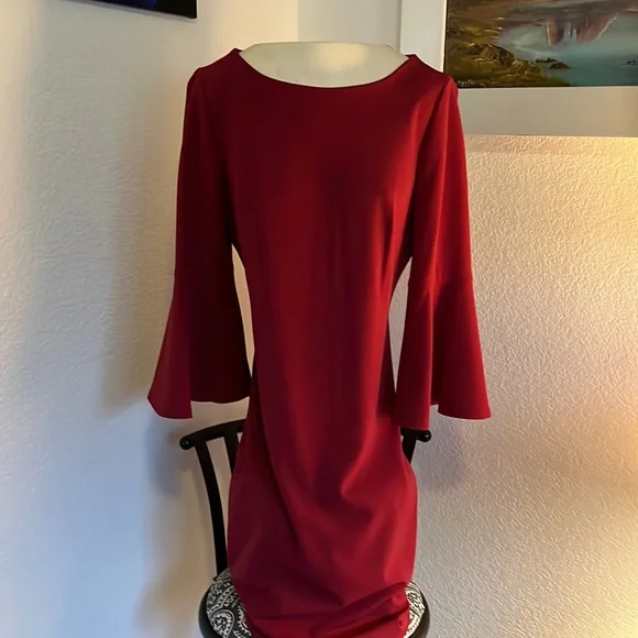 Calvin Klein | Dresses | Knee Length Burgundy Sheath Dress | Poshmark